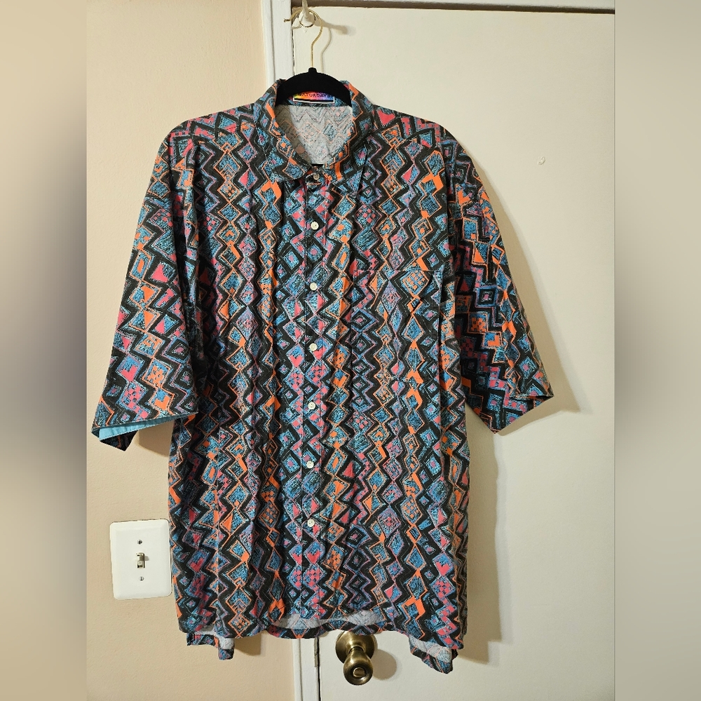 Men's Retro Vintage Saturday Button Down Shirt